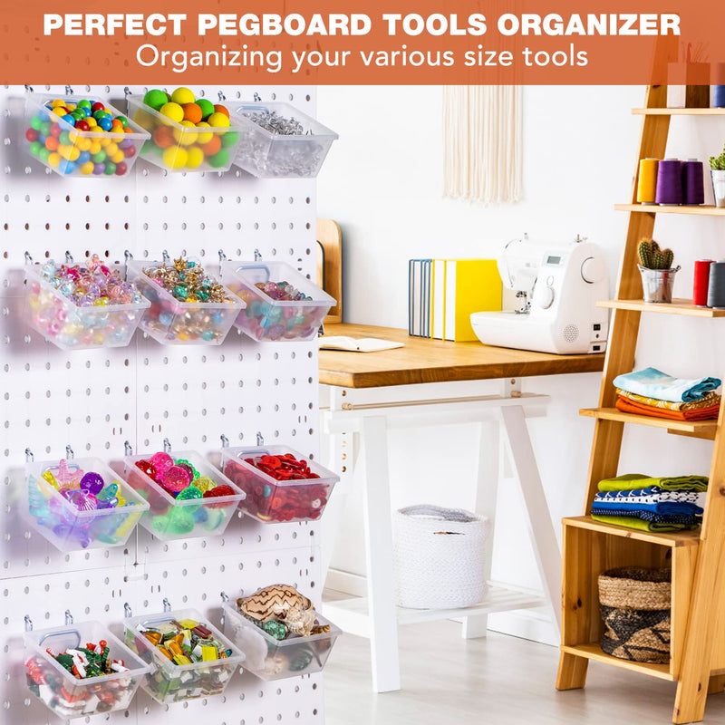 6 Pack Pegboard Clear Bins, Pegboard Bins Hooks, DIY Pegboard Accessories, Workbench Small Bins Fit 1/4 -1/8 Peg Board for Organizing Hardware, Garage Storage, Craft Room, Tool Shed, Hobby Supplies 6 Pack - NewNest Australia
