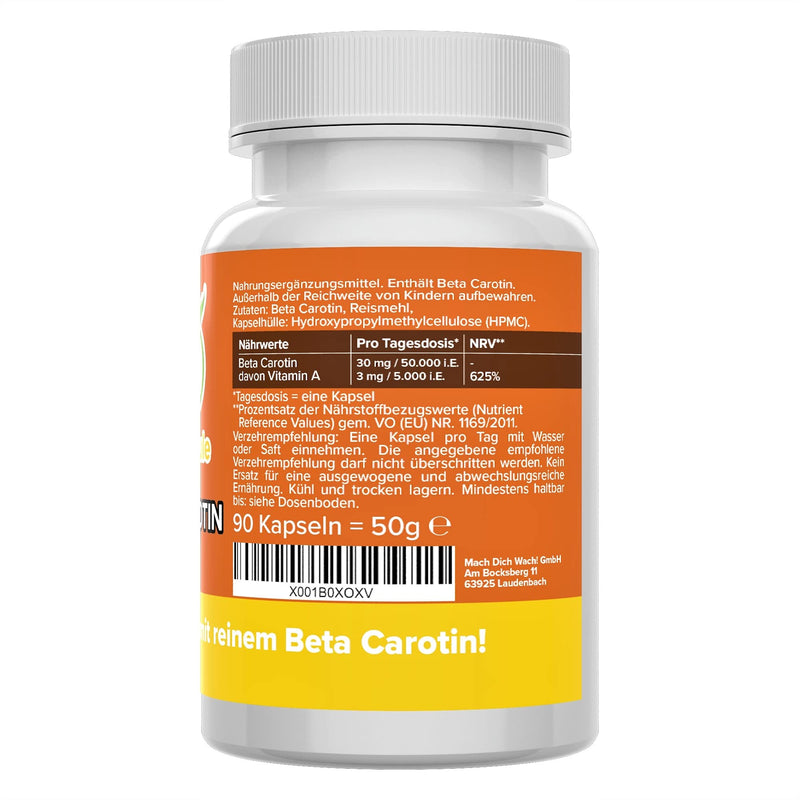Beta carotene capsules - 50,000 iU / 30mg - high dosage - quality from Germany - laboratory tested - vegan - without additives - natural vitamin A - small capsules instead of tablets - Vitamineule® - NewNest Australia