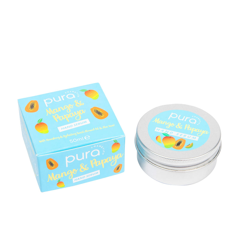 Pura Cosmetics Mango & Papaya Hand Serum with Aloe Vera & Sweet Almond Oil (50ml) - Cruelty-Free, Vegan-Friendly, Plastic-Free Packaging & Made in the UK - NewNest Australia