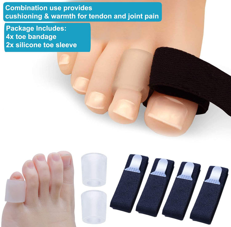 Sumifun Elasticity Toe Splint, 4 Packs of Toe Wraps for Broken Toe, Curled Toe, Hammer Toe, Toe Bandage for Big Toe Alignment Fracture Splint for Men or Women - NewNest Australia