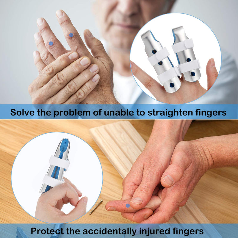 10 Pieces Finger Splints Metal Padded Finger Support Finger Stabilizer with Soft Foam Interior and Loop Straps for Adults and Children, 3 Sizes (Blue) 10 Piece Assortment Blue - NewNest Australia