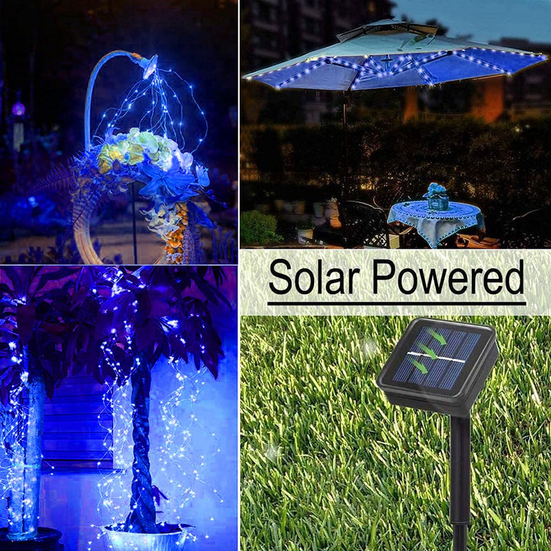 Soltuus Solar Powered Fairy String Lights Blue, Multi Strand Watering Can Light 180 LEDs Outdoor, Waterproof Waterfall Fairy Lights, Firefly Bunch Lights - NewNest Australia