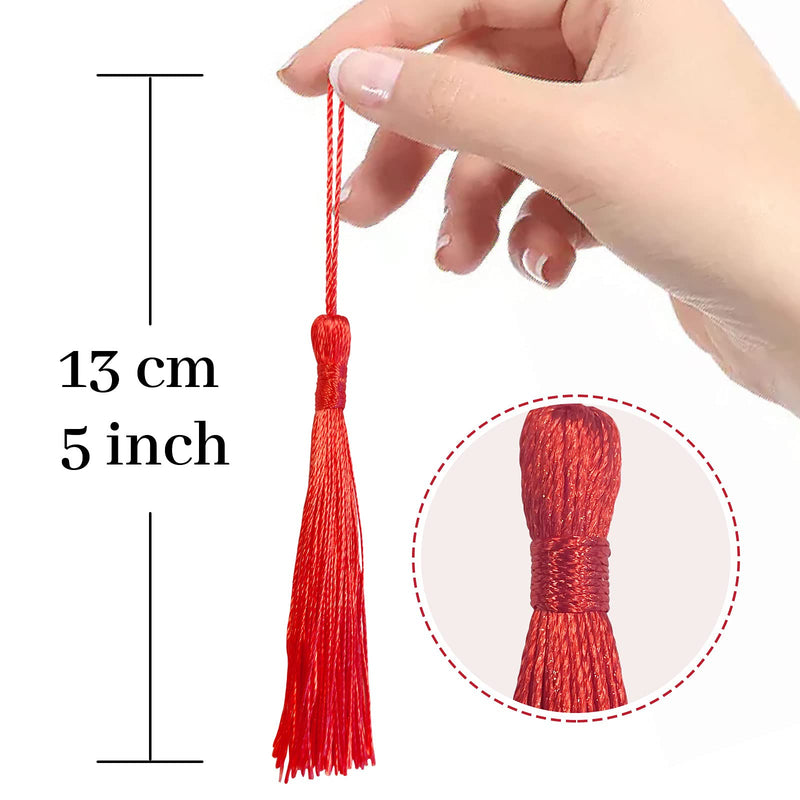 CREATRILL 100 Pcs 13cm/5 Inch Silky Handmade Soft Craft Mini Tassels with Loops for Jewelry Making, DIY Projects, Bookmarks, 20 Colors, 5 Pcs of Each - NewNest Australia