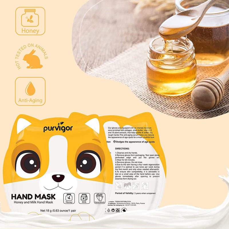 3 Pack Hands Moisturizing Gloves, Hand Masks Hand Care Spa Treatment to Sooth, Serum Vitamins Natural Plant Extracts for Dry, Aging, Cracked Hands Intense Skin Nutrition Hand Care(Honey) - NewNest Australia