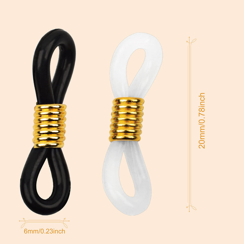 Eyeglass Chain Ends Adjustable Rubber Ends Connectors Anti-Slip Strap Holder Chain Loops for Eye Glasses (4 Colors, 24 Pieces) - NewNest Australia