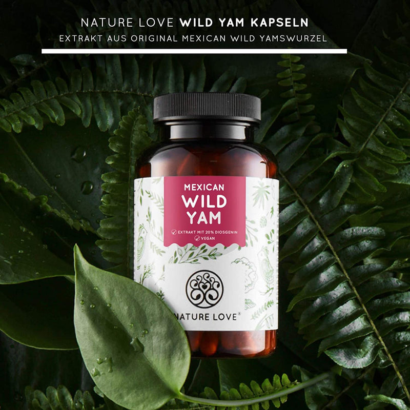 NATURE LOVE® Wild Yam Capsules - Original Mexican Wild Yam Root - High Dose with 880 mg Extract (of which 176 mg Diosgenin) per Daily Dose - 180 Vegan Capsules - NewNest Australia