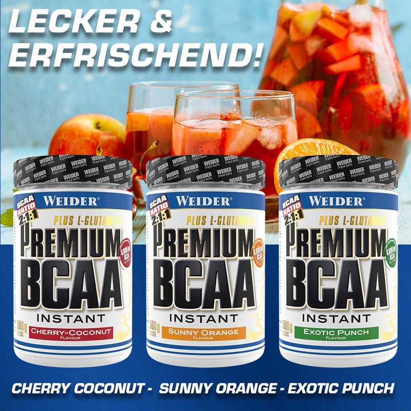 Weider Premium BCAA Instant Amino Acid Powder + Glutamine and Vitamin B6, Sunny Orange, 500 g - NewNest Australia