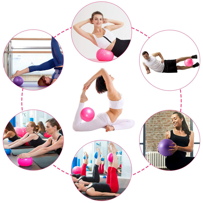 TopBine 2 Pcs Pilates Ball 23cm Small Exercise Ball Stability Ball for Yoga Barre Core Training and Physical Therapy- Comes with Inflatable Straw Pink+Purple - NewNest Australia
