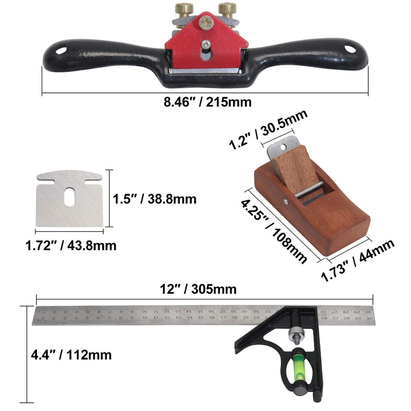 boeray 9" Adjustable SpokeShave with Flat Base, 3pcs Metal Blade and 1pcs Portable Woodworking Planes Wood Working Hand Tool and Level Ruler Perfect for Wood Craft, Wood Craver, Wood Working A - NewNest Australia