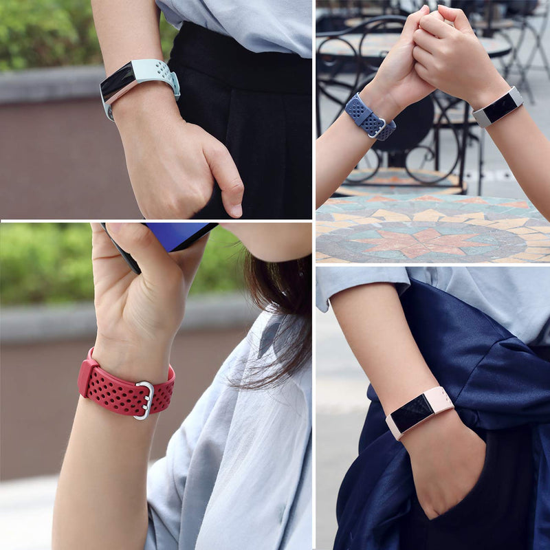 Wepro Bands Compatible with Fitbit Charge 4 / Charge 3 / Charge 3 SE, Waterproof Band with Breathable Holes for Women Men, Small, Large Black Large 7.1"-8.7" - NewNest Australia