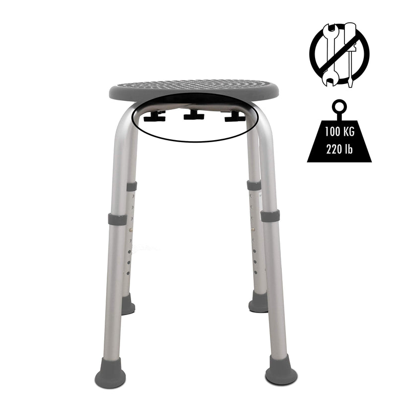 PEPE - Round Shower Stools for Elderly, Bath Seats for Adults, Disabled Bathroom Chairs and Stools, Non Slip Shower Seat Adjustable, Bath Stools to Sit On, Black Shower Chair, Free Assembly Shower Stool - NewNest Australia