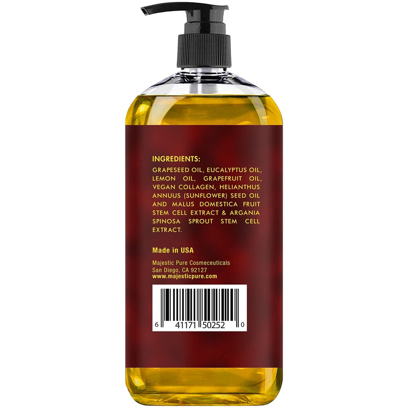 MAJESTIC PURE Cellulite Massage Oil - with Vegan Collagen & Stem Cells, Unique Blend of Massage Essential Oils - Anti Cellulite Oil Improves Skin Tightening and Firming, 8 fl oz 8 Fl Oz (Pack of 1) - NewNest Australia