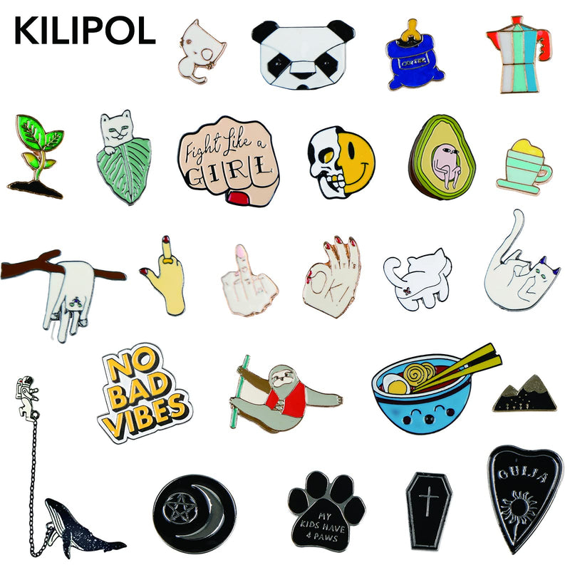 20 PCS Mixed Enamel Brooch Pins Bulk Set | Decoration Lapel Pin Clothes Accessories Gifts ( Random Style ) - NewNest Australia