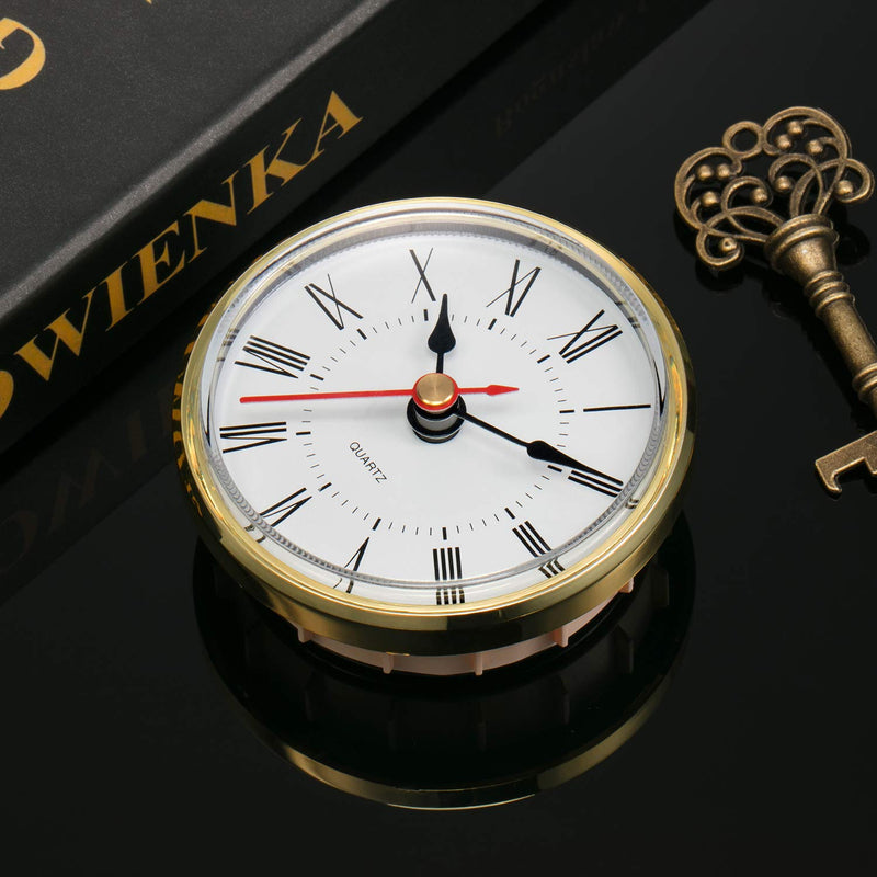 NewNest Australia - Hicarer 2.8 Inch/ 70 mm Round Quartz Clock Insert, Clock Movement Insert, Gold Trim, Red Second Hand, Roman Numeral, Quartz Movement 