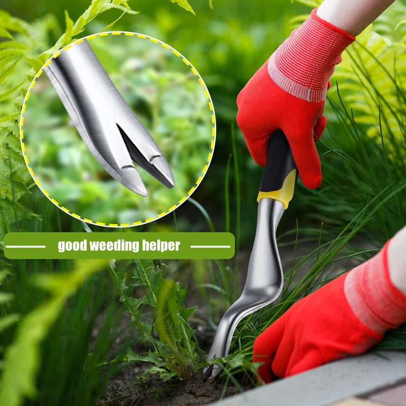 2 Pieces Hand Weeder Tool Garden Weeding Tools Garden Weeding Removal Gardening Weed Puller with Ergonomic Handle for Garden Lawn Farmland Transplant (Yellow) Yellow - NewNest Australia