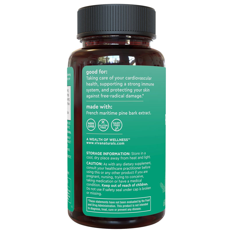 Pycnogenol 100mg from French Maritime Pine Bark Extract - Healthy Blood Circulation Supplements, Powerful Antioxidant Protection, Joint Support and Immune Support (60 Veggie Capsules) 60 Count (Pack of 1) - NewNest Australia