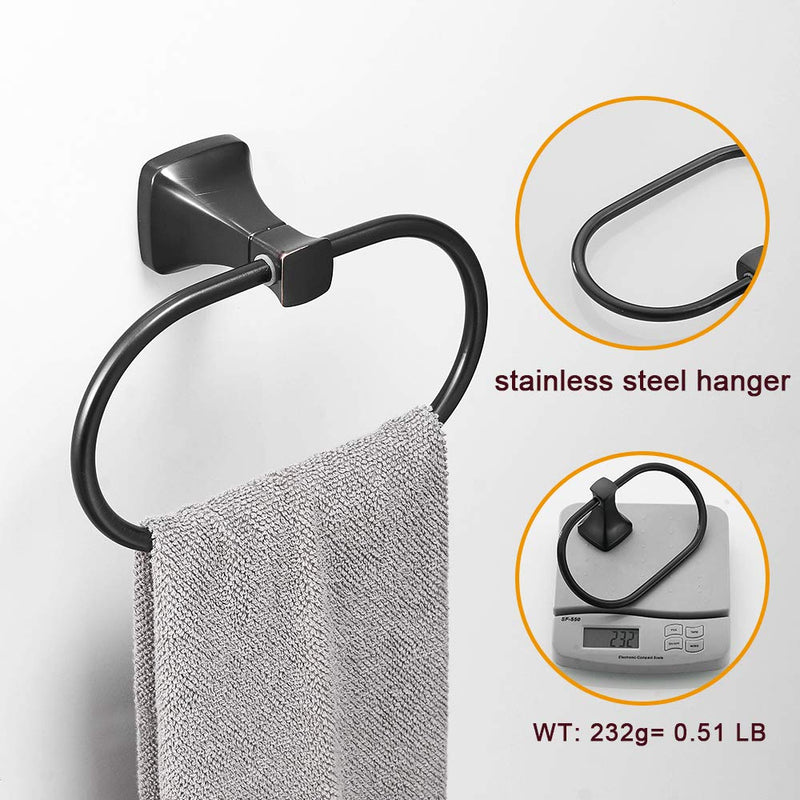 BESy Bathroom Hardware Accessory Hand Towel Ring,Oil Rubbed Bronze Stainless Steel Hand Towel Holder, Wall Mounted with Screws, Square Pedestal - NewNest Australia