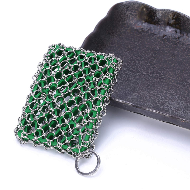 Cast Iron Chainmail Scrubber 316L Stainless Steel Rectangle Chain Mail  Cleaner with Insert Silicone for Cast Iron Dutch Oven, Skillet, Pot,  Griddle