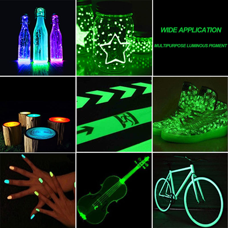 Glow in the Dark Pigment Powder 12 Color Epoxy Resin Pigment Luminous Powder Safe Long Lasting for Nail Art, Colorant Slime, Acrylic Paint, Fine Art and DIY Crafts, 0.7oz 12 Colors - NewNest Australia