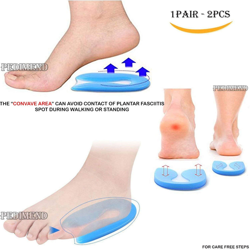 PEDIMEND U-Shaped Silicone Gel Heel Cup – Heel Protector - Heel Spur Cushion Pad - Shoe Inserts Insole - Pain Relieve Spur Pads - Insole for Metatarsal Pain/Arch Pain – Unisex - Foot Care (UK: 6-11) UK: 6-11 - NewNest Australia