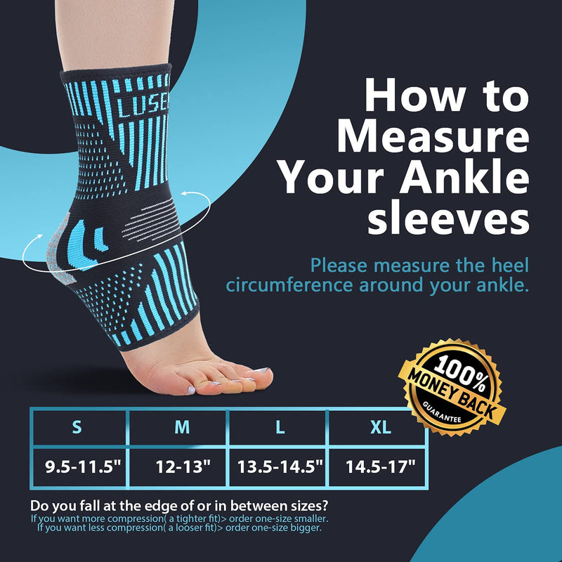 Professional Ankle Brace Pack Of 2, Breathable Ankle Support For Women/Men, Compression Socks, Foot Bandage For Plantar Fasciitis, Arthritis, Sprained Ankle, Achilles Tendon, Sports - NewNest Australia