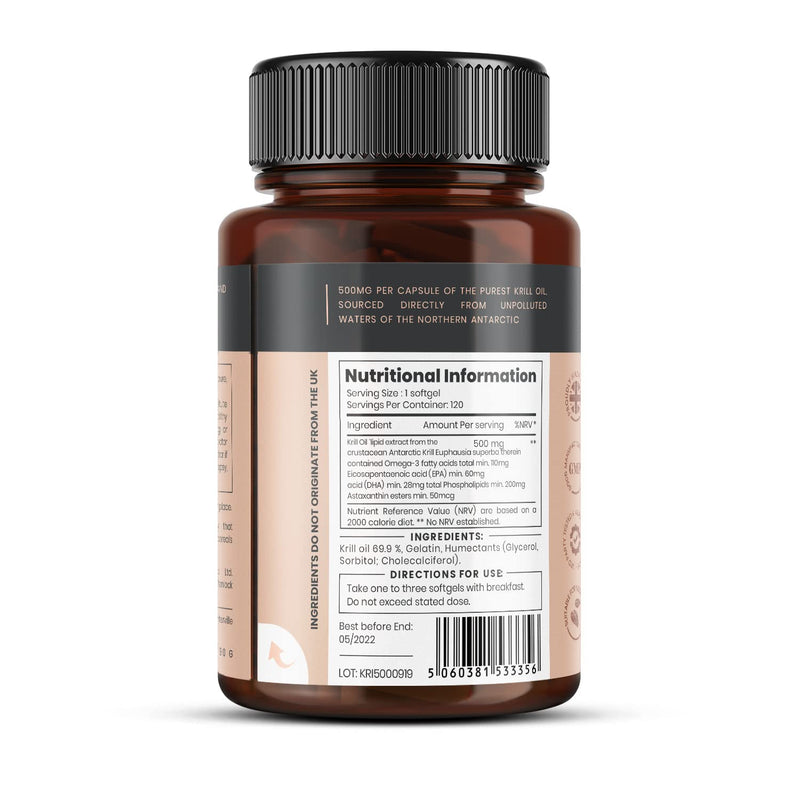ULTRA PURE SUPERBA KRILL OIL 500mg x 120 capsules - from the unpolluted waters of Antarctica. Rich in astaxanthin and Omega 3 - NewNest Australia