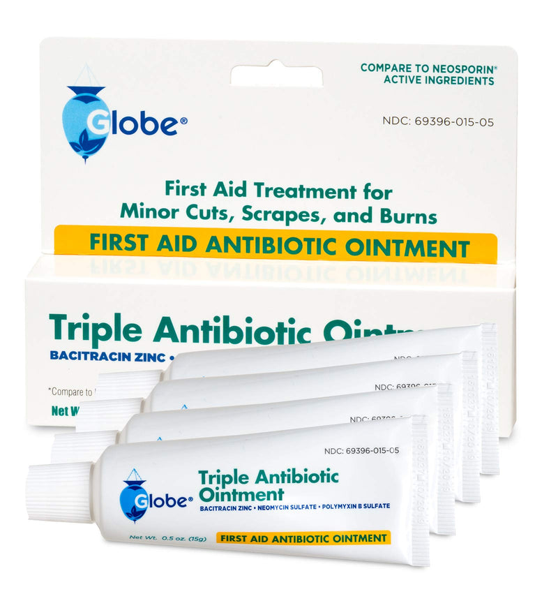 Globe Triple Antibiotic First Aid Ointment, 0.5 oz (4-Pack) | 24-Hour Infection Protection | Wound Care Treatment for Minor Scrapes, Burns and Cuts | 4 Pack - NewNest Australia