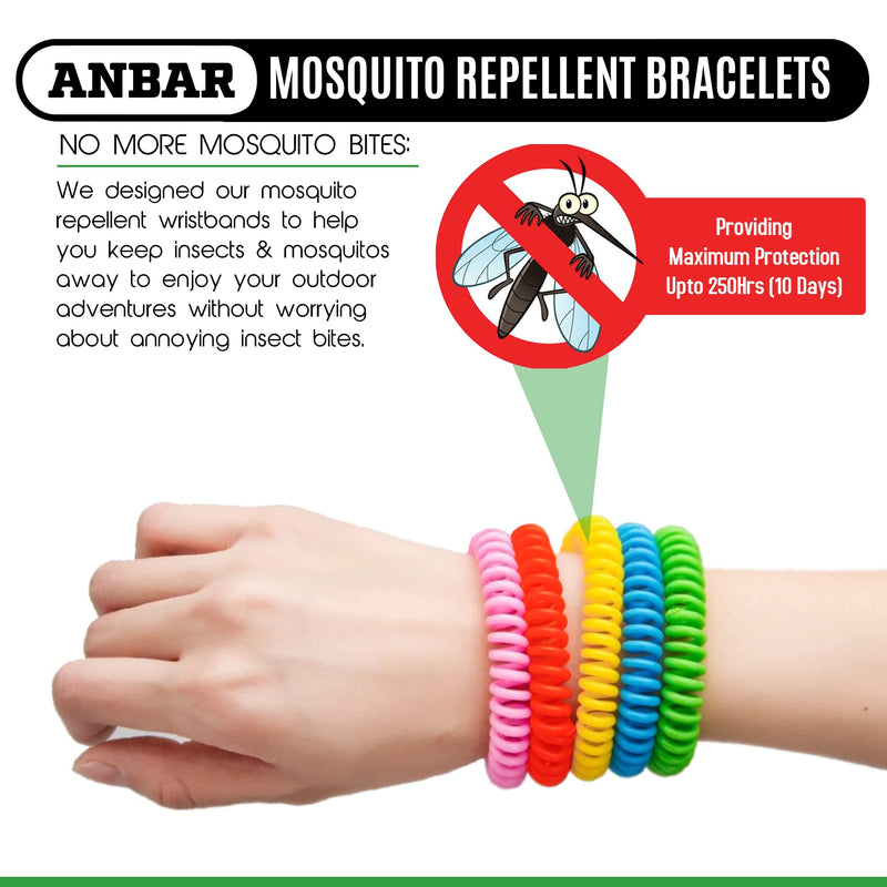 Anbar Mosquito Repellent Bracelets Bands for Adults and Kids, 14 Pack, All-Natural Deet-Free, Non-Toxic Protection, Stretchy Waterproof Anti-Mosquito Wristbands for Hiking and Camping - NewNest Australia