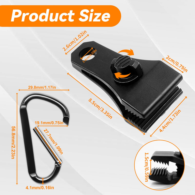 Upgrade Large Tarp Clips Heavy Duty Lock Grip -Total 24 PCs Tarp Clamps Thumb Screw Tent Fasteners Clips with Carabiner for Camping Awnings Caravan Canopies Car Truck Swimming Pool Boat Cover Clips Large 24 Tarp Clips With Carabiner-black - NewNest Australia