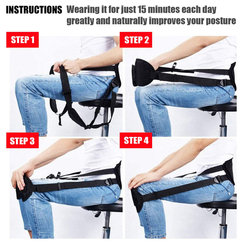 Posture Support GENERISE ‘No Hunch’ Posture Corrector - Seated Lower Back Brace with Adjustable Posture Strap for Additional Posture Support to Improve Back Posture and Reduce Lumbar Pain - NewNest Australia