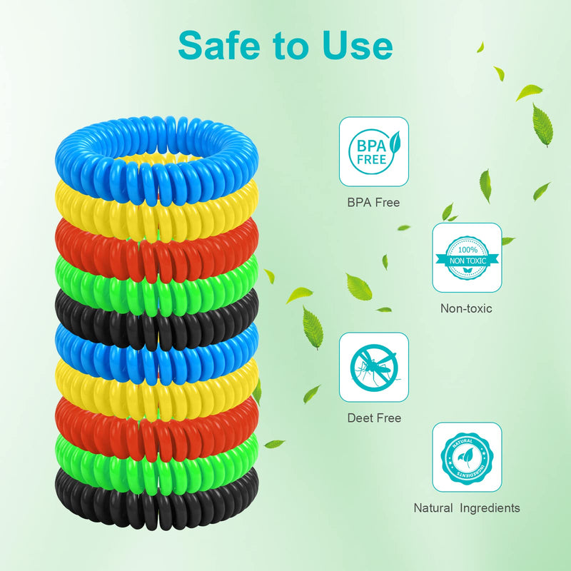 OSDUE 12 Pack Mosquito Repellent Bracelet, Waterproof Anti-Mosquito Wristbands, Adjustable Leather & EVA, DEET-Free Natural Wristbands for Adults, Kids & Babies, 300 Hour Insect Repellent Protection Solid Color (Eva) - NewNest Australia