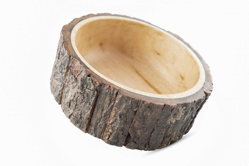 NewNest Australia - GoCraft Mango Wood Nut Bowl with Tree Bark, Small, 6" Diameter x 3" Height, Single Bowl 