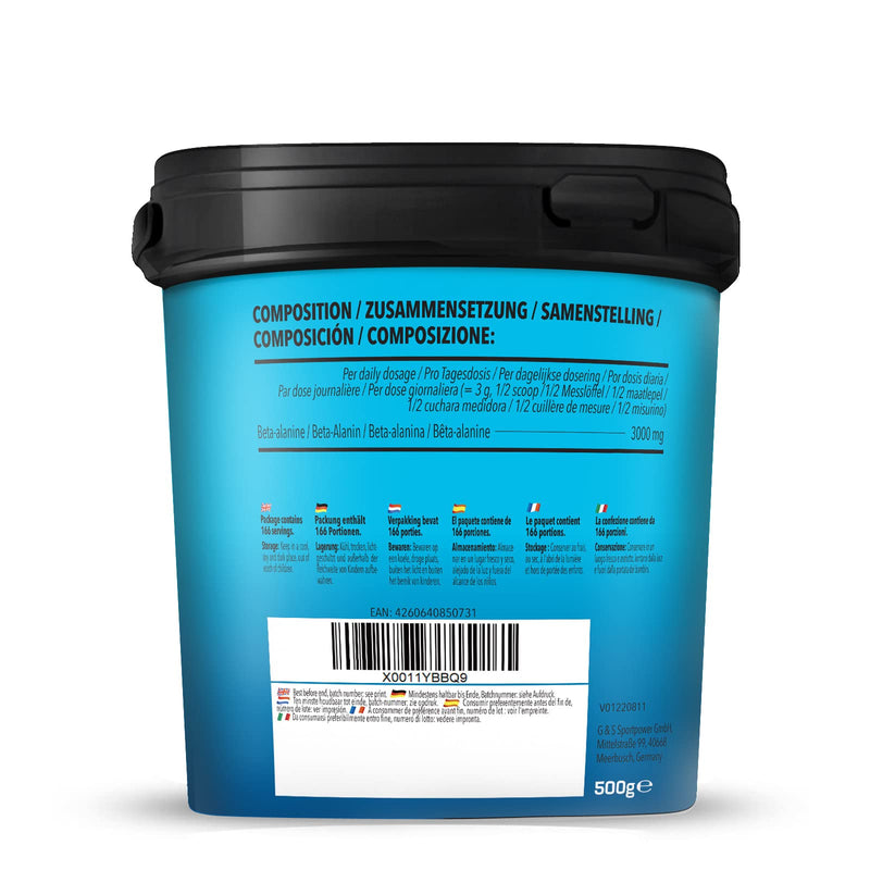 Bodylab24 Beta-Alanine Powder 500g, 100% pure beta-alanine powder, without any other additives, high-quality sports nutrition for performance improvement - NewNest Australia