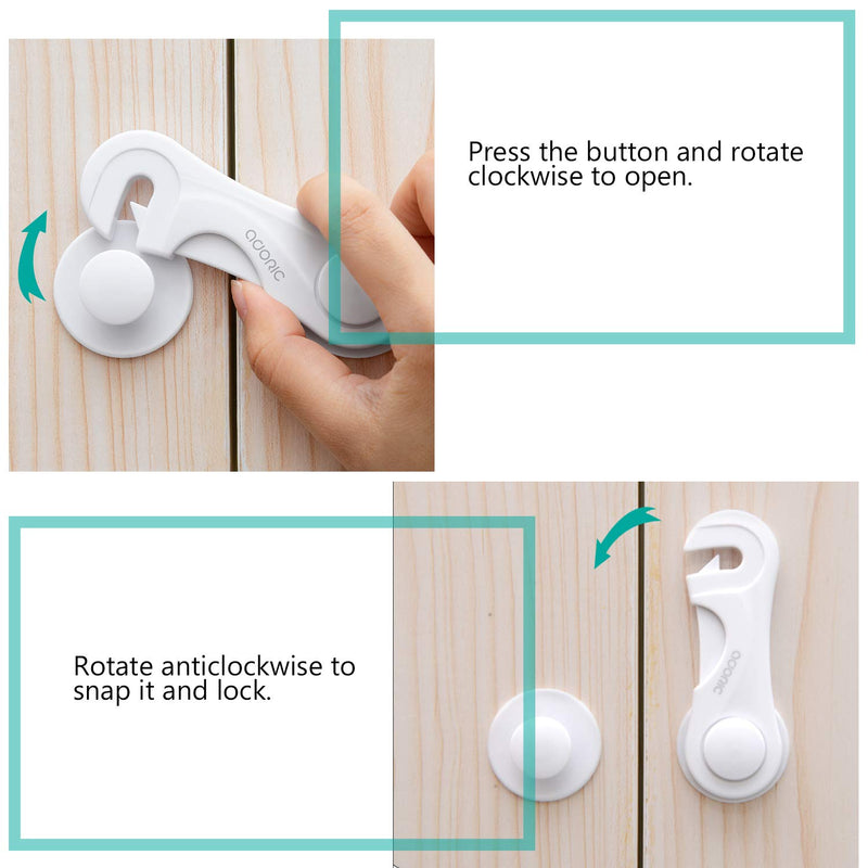 Cabinet Locks - Adoric Life Child Safety Locks 4 Pack - Baby Safety Cabinet Locks - Baby Proofing Cabinet Kitchen System with Strong Adhesive Tape White - NewNest Australia