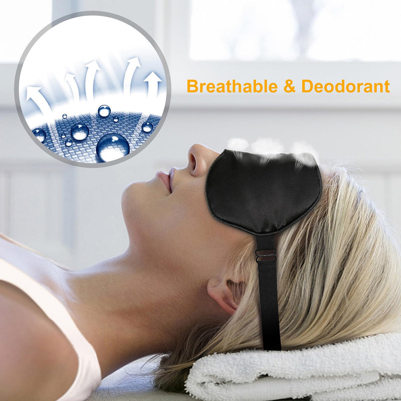 Silk Sleep Mask, Eye Mask, Gritin Light-Blackout Design Ultra Soft & Comfortable 100% Natural Silk Sleeping Mask Eye Blinder with Adjustable Strap and Ear Plug for Men, Women and Kids Black - NewNest Australia