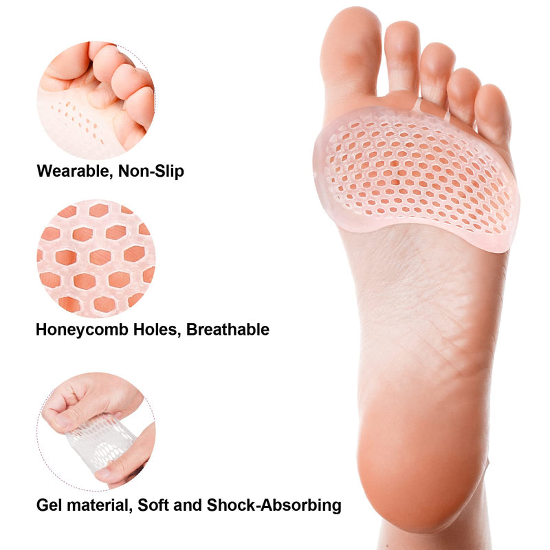 Metatarsal Pads Women Men 6 Pack, Reusable Gel Ball of Foot Cushion for Women High Heels, Foot Pads for Pain Relief for Shoes Pads, Bunion Forefoot Pads, Foot Cushion for Ball of Feet Clear - NewNest Australia