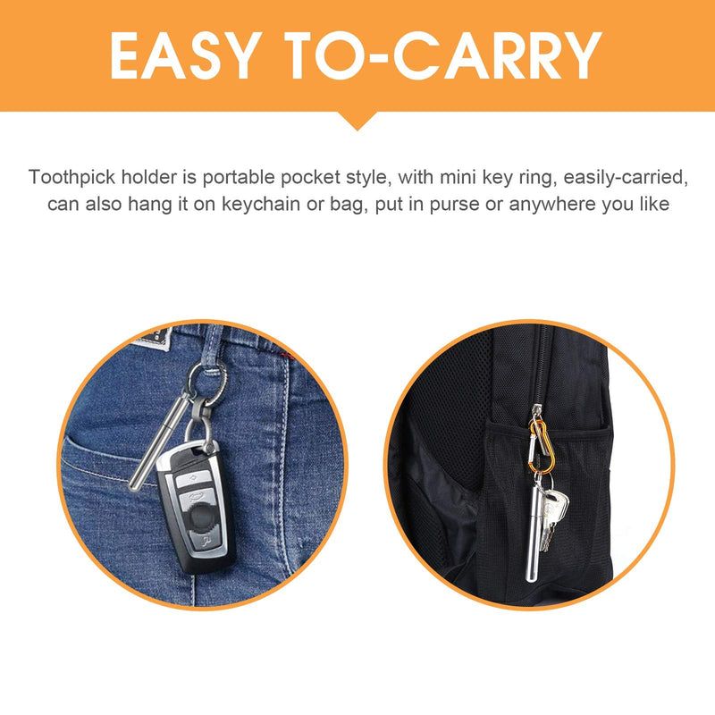 XINYUWIN 6PCS Stainless Steel Toothpick Fruit Toothpick Alloy of Nickel and Titanium Medical Material with Pocket Toothpick Hole Keychain Suitable for Outdoor Travel Camping 6 Count (Pack of 1) - NewNest Australia