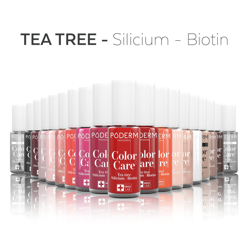 PODERM - Protective BASE COAT - Enriched with TEA TREE - Ensures long-lasting colour - Prevention & Treatment for Yellow/Damaged Nails - Natural & Vegan Ingredients - Swiss Lab - NewNest Australia