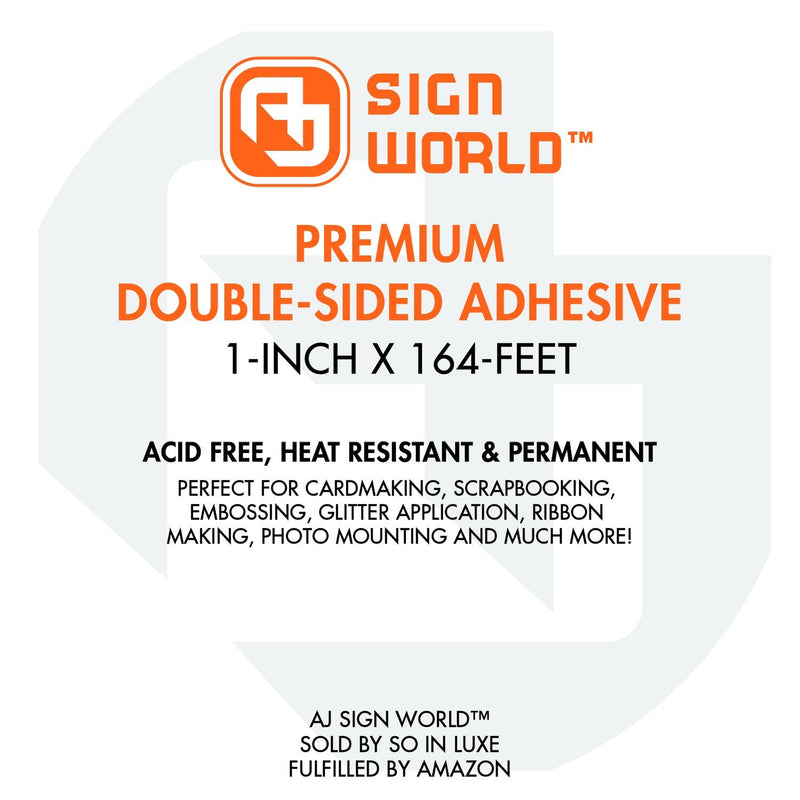 AJ Sign World Best 1" Ultra-Thin Permanent Double-Sided Tape for Arts, Crafts, Photography, Scrapbooking, Tear-by-Hand, Paper Backing (1-Inch by 164-Feet/55 Yards) 1-Inch - NewNest Australia