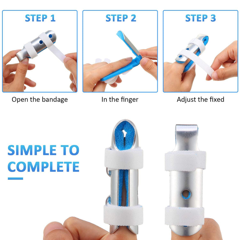 6 Pieces Finger Splints Metal Finger Support Finger Stabilizer for Adults and Children Finger Knuckle Joint Fixation, 3 Sizes (Blue) Blue - NewNest Australia
