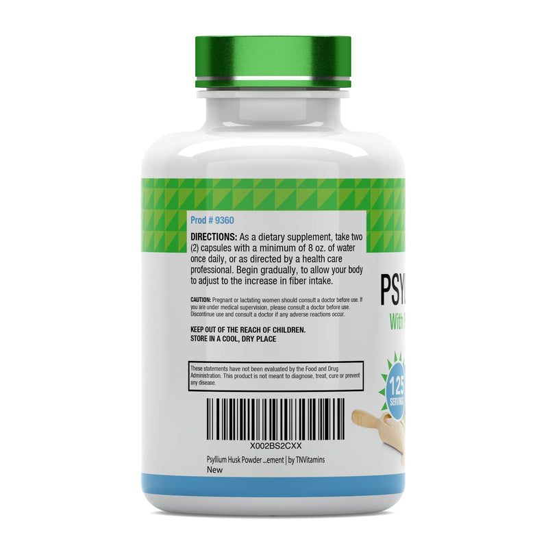 Psyllium Husk Capsules | 1700 MG - 250 Capsules | with Probiotic Acidophilus | Extra Strength Soluble & Dietary Fiber Supplement | Supports Digestive Health | by TNVitamins - NewNest Australia