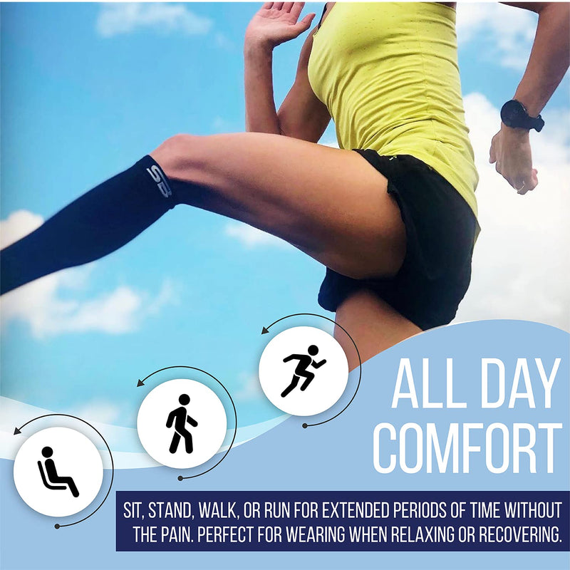 SB SOX Lite Compression Socks (15-20mmHg) for Men & Women – Best Socks for All Day Wear! Black/Blue Small-Medium - NewNest Australia