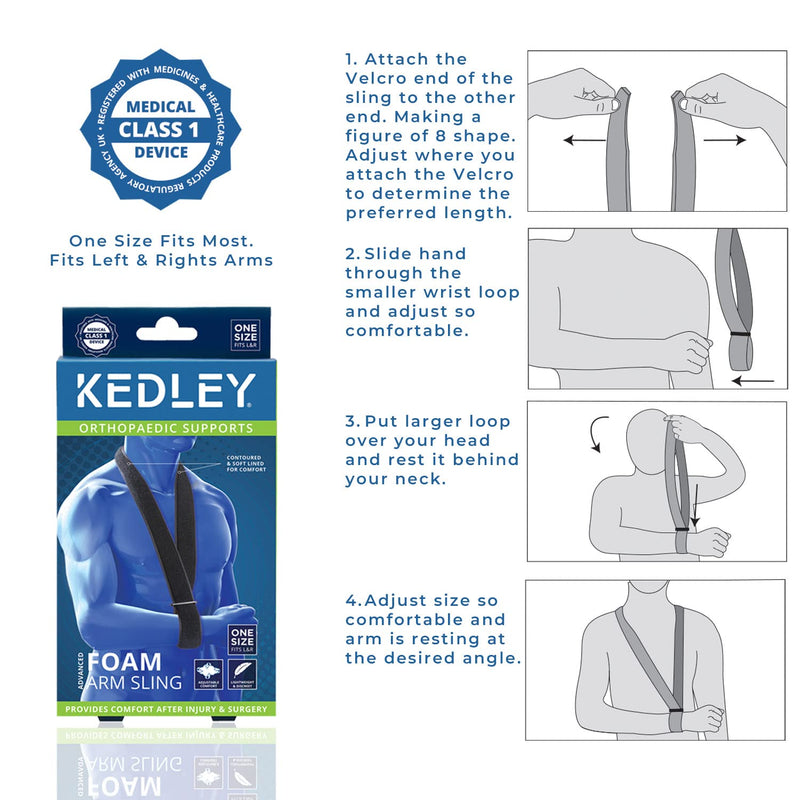 Foam Arm Sling by Kedley – Discreet Black | One Size Fits All | Medical Grade arm, Elbow, Wrist, Hand, and Shoulder Collor 'n' Cuff Supportive Sling - NewNest Australia