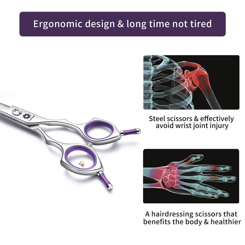 Dream Reach Grooming Scissors 6.5 Inch Curved Dog Scissors Cat Scissors Dog Hair Scissors Dog Scissors For Grooming For All Dogs Cat Cutting And Grooming Japanese Stainless Steel 440C Handmade Dark Purple - NewNest Australia