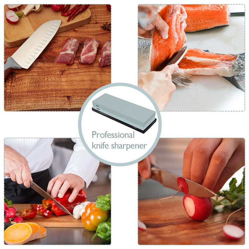 Knife Sharpening Stone Combination Dual Sided Grit With Base for Sharpening and Polishing Tool with Non Slip Base for Kitchen Knives, Hunting Knives, Pocket Knives and Tool Blades (400/1000) 400/1000 - NewNest Australia