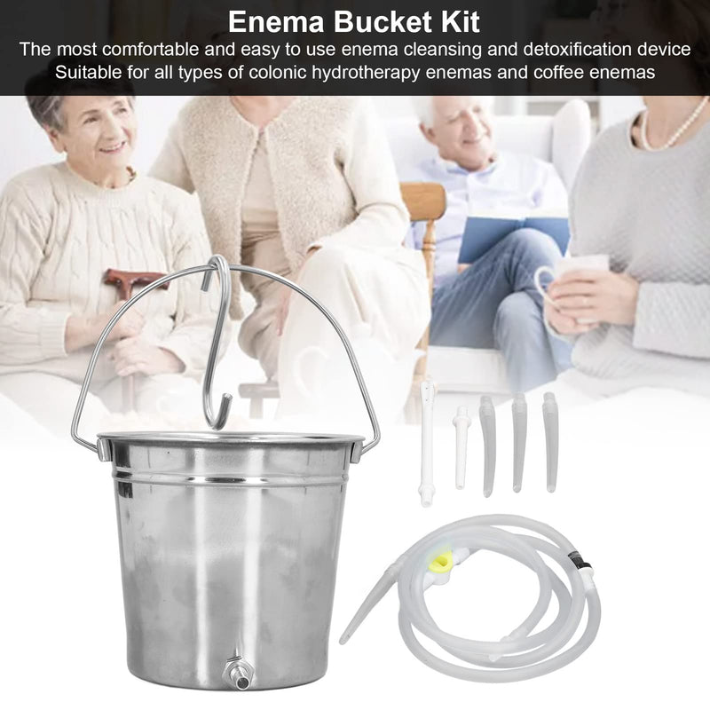 2L Enema Bucket Kit Stainless Steel Bucke with Silicone Tubing Nozzle Tips Storage Bag Stainless Steel Coffee Milk Barrel Coffee Enema Bucket Kit for Home Use Colon Detox Cleanse Enemas - NewNest Australia