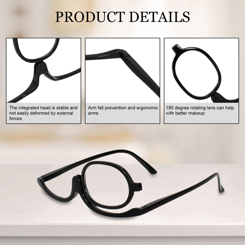 Makeup Glasses Reading Glasses, Magnifying Rotating Single Lens Makeup Glasses, Portable Flip Down Cosmetic Glasses Reading Aid for Women, Makeup Essential Tool Black 1.5 x - NewNest Australia