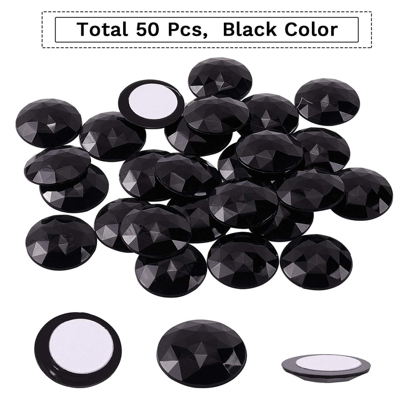 FINGERINSPIRE 50Pcs 30mm Flat Back Round Acrylic Rhinestone Self-Adhesive Plastic Circle Gems Stick On Jewels(Black) for Costume Making Cosplay Jewels Invitation Crafts Bling Christmas Halloween Decor Black - NewNest Australia