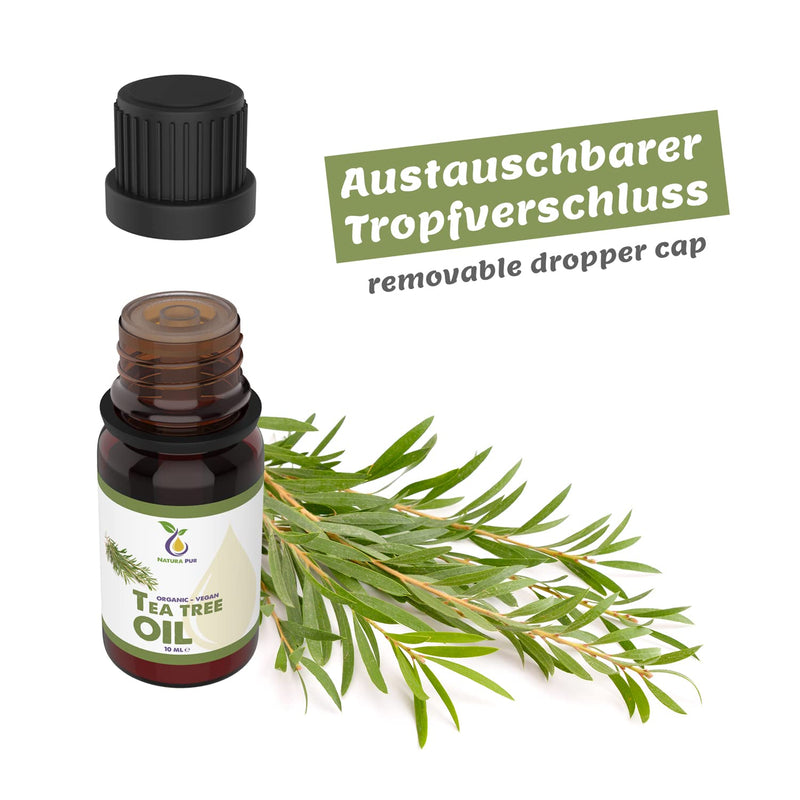 ORGANIC Tea Tree Oil 10ml, vegan – 100% pure tea tree essential oil from Australia – Treatment for blemished skin, inflammatory skin conditions, anti-pimples and acne 10 ml - NewNest Australia