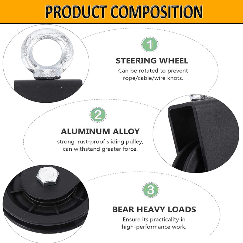 Silent Pulley Cable Pulley 360 Degree Rotation Traction Wheel for LAT Pulley System DIY Attachment Home Gym Accessories Lifting Blocks Hoists Ladder Lift Home Projects Clothesline Shop Lifts (3.54in) 3.54in - NewNest Australia